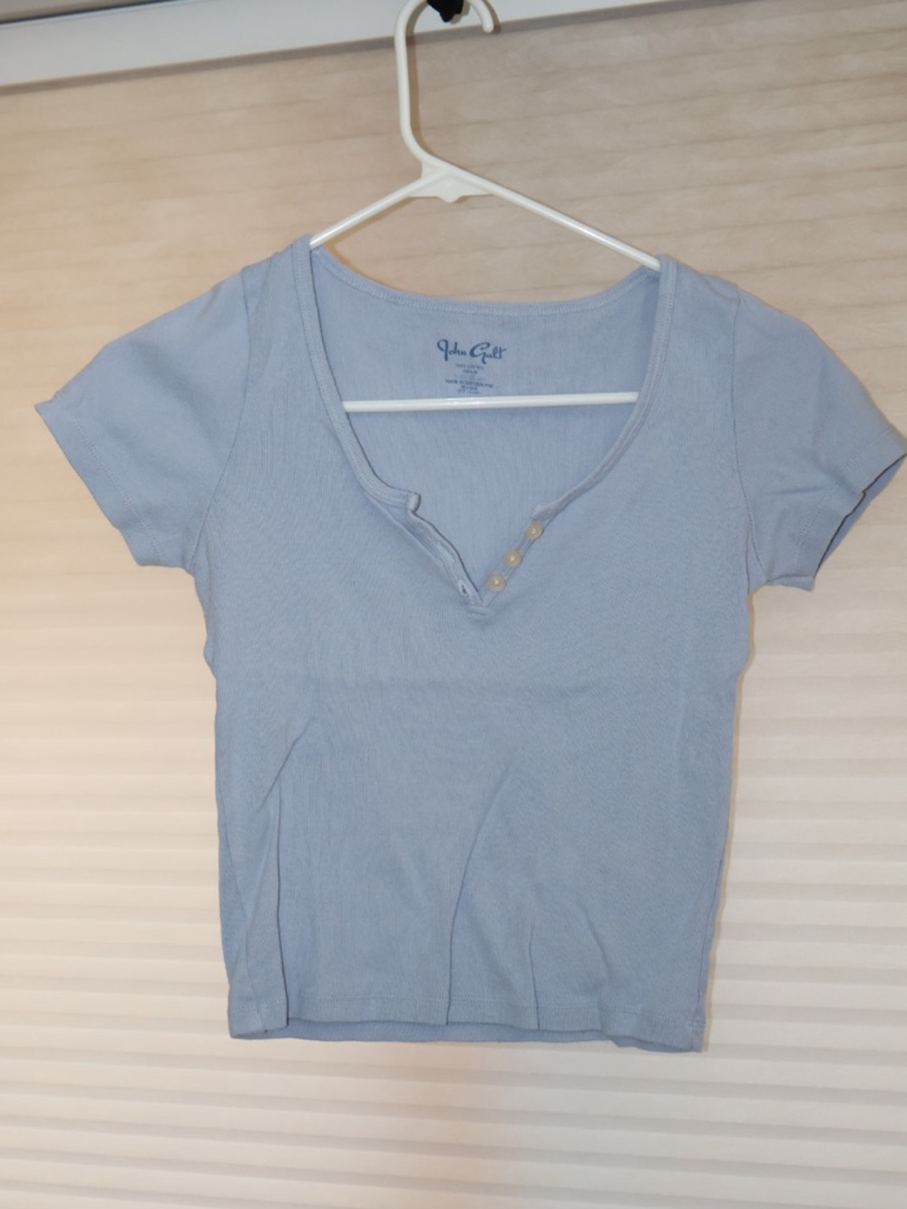 Brandy Melville Light Blue Short Sleeve Henley Top